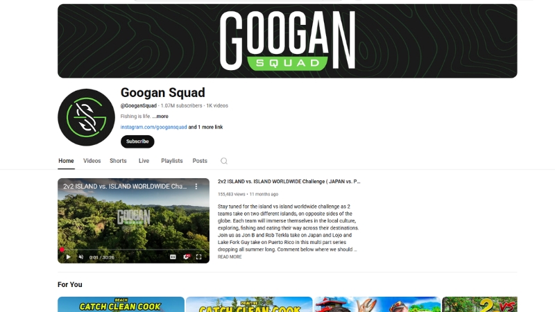 Screenshot of Googan Squad’s YouTube channel