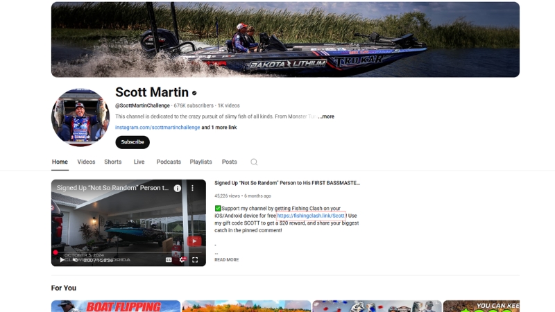 Screenshot of Scott Martin’s YouTube channel